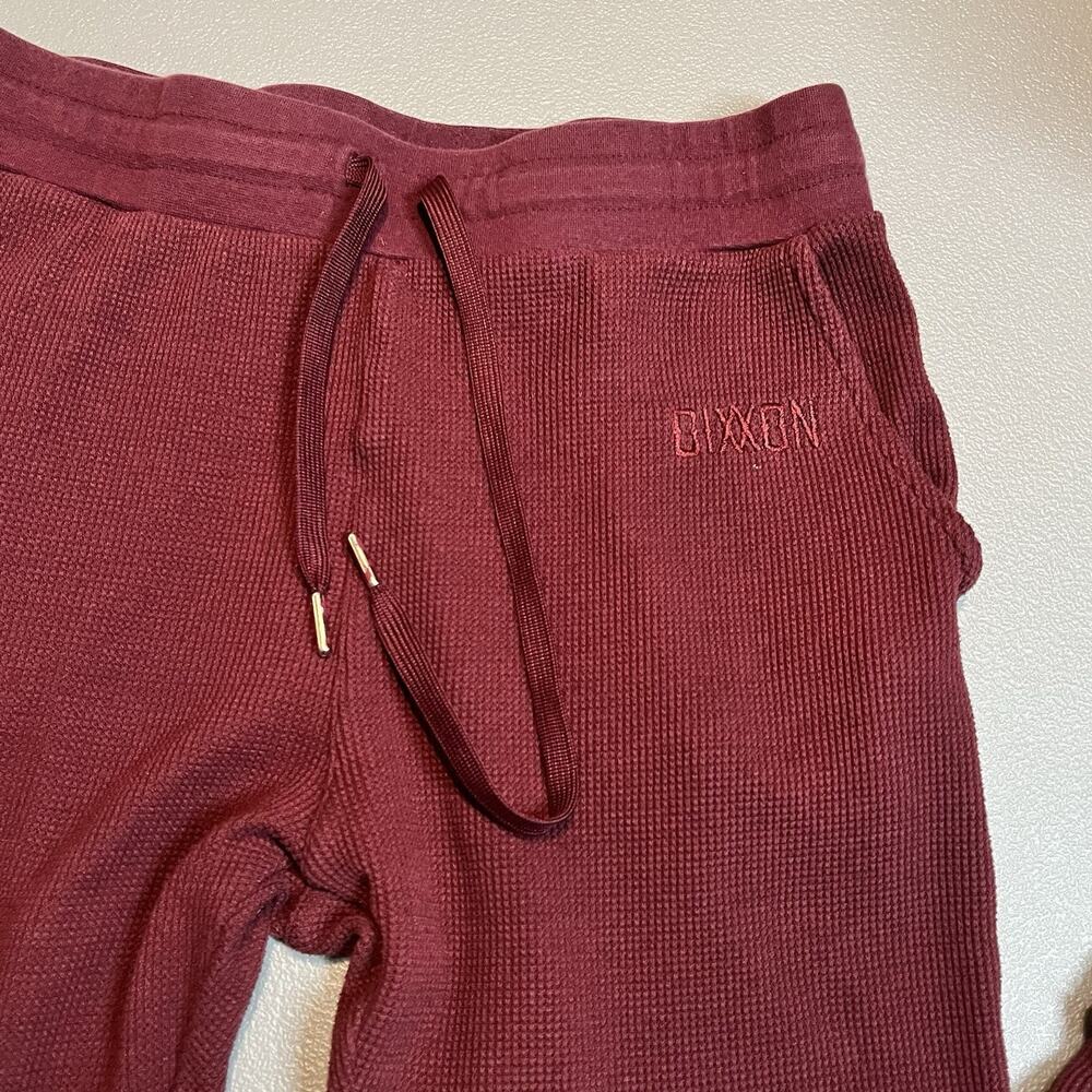 DIXXON Womens Waffle Knit Thermal Cotton Blend Joggers pants Burgundy Sz Medium